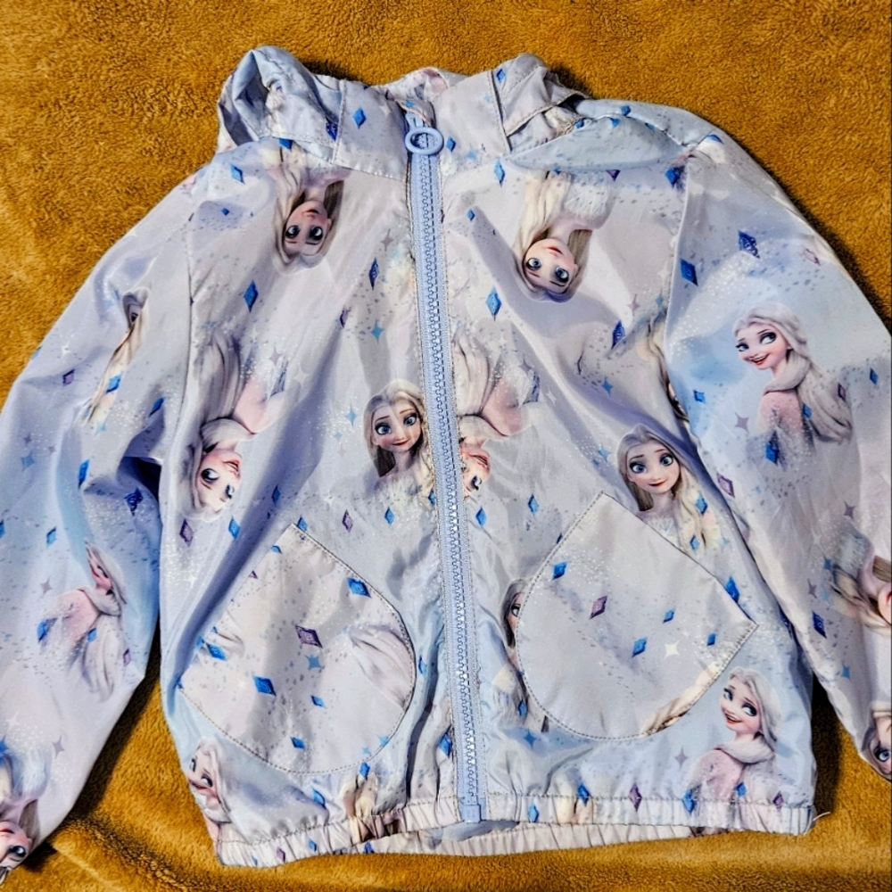 Girl's Frozen 2T Blue Hooded Rain Jacket From H&M